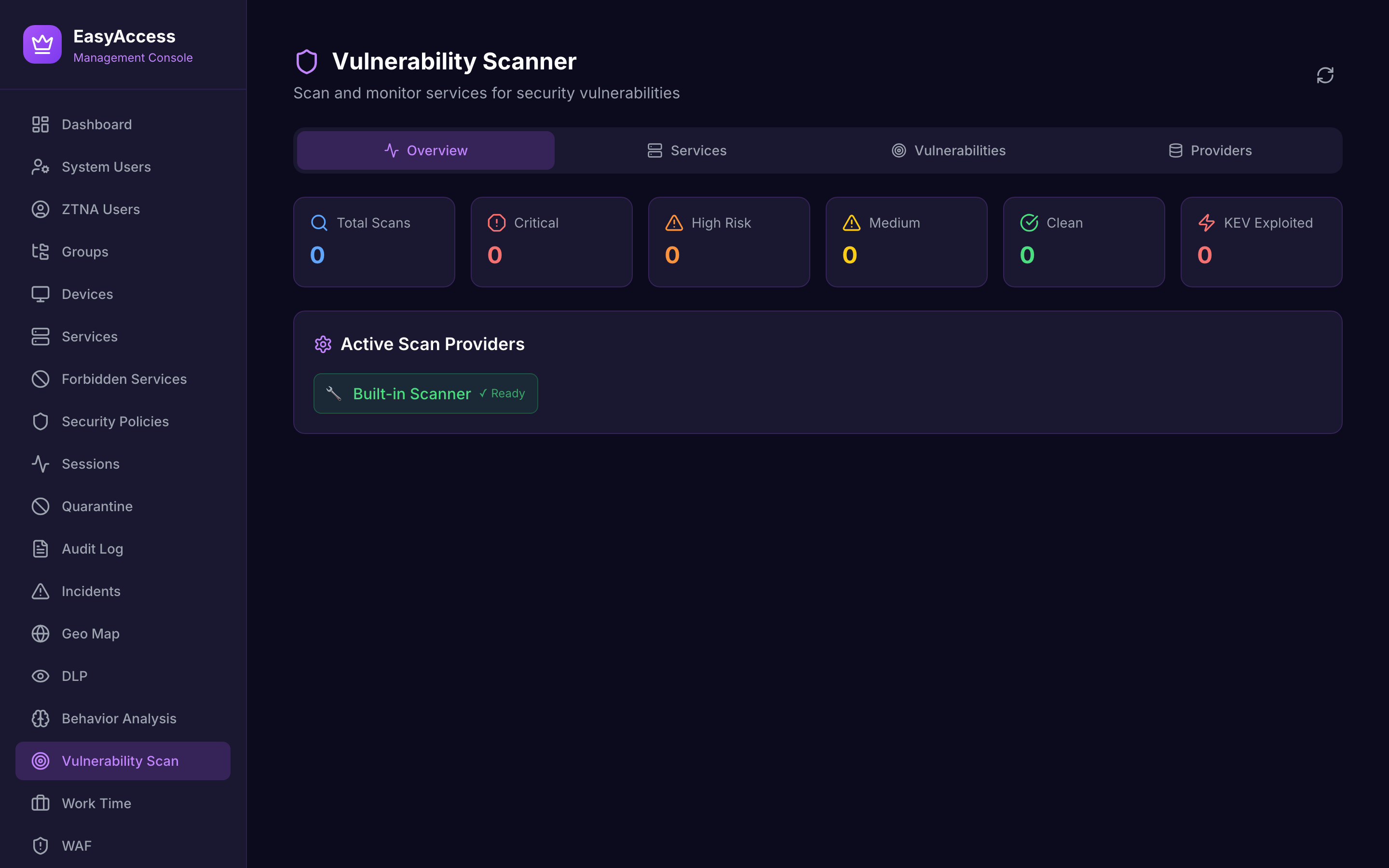 Vulnerability scanning results